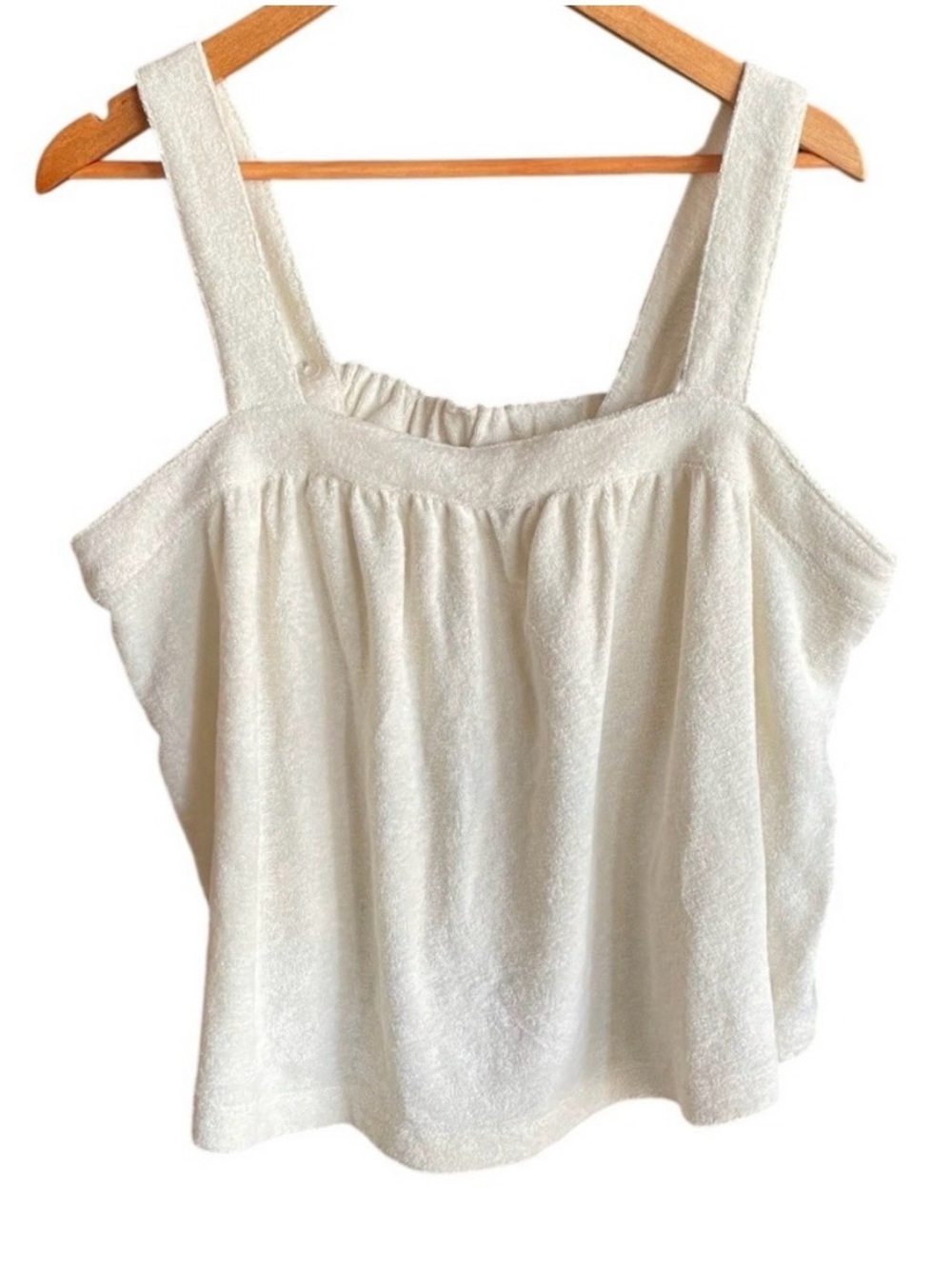 Marine Layer Cream Wide-Strap Gathered Tank